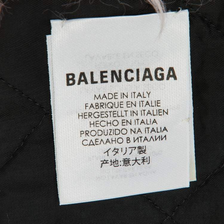Pre Owned Balenciaga Pink Logo Printed Faux Fur & Quilted Detail Stole