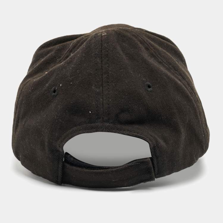 Pre Owned Balenciaga Black Logo Embroidered Cotton Baseball Cap L