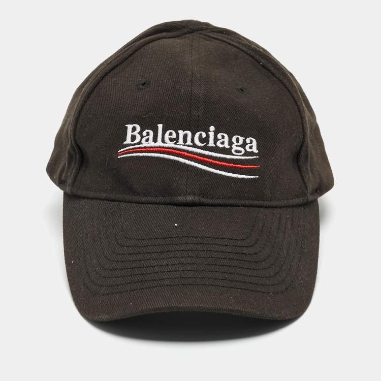 Pre Owned Balenciaga Black Logo Embroidered Cotton Baseball Cap L