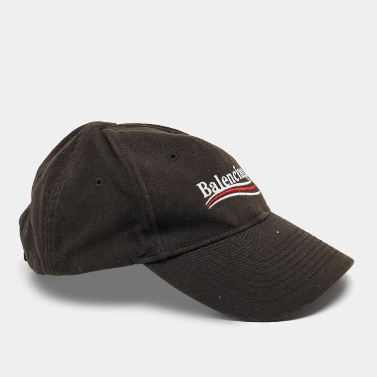Pre Owned Balenciaga Black Logo Embroidered Cotton Baseball Cap L