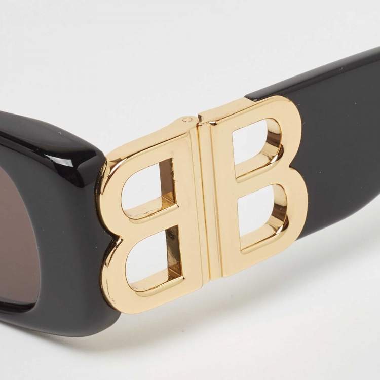 Pre Owned Balenciaga Black BB0096S BB Rectangular Sunglasses
