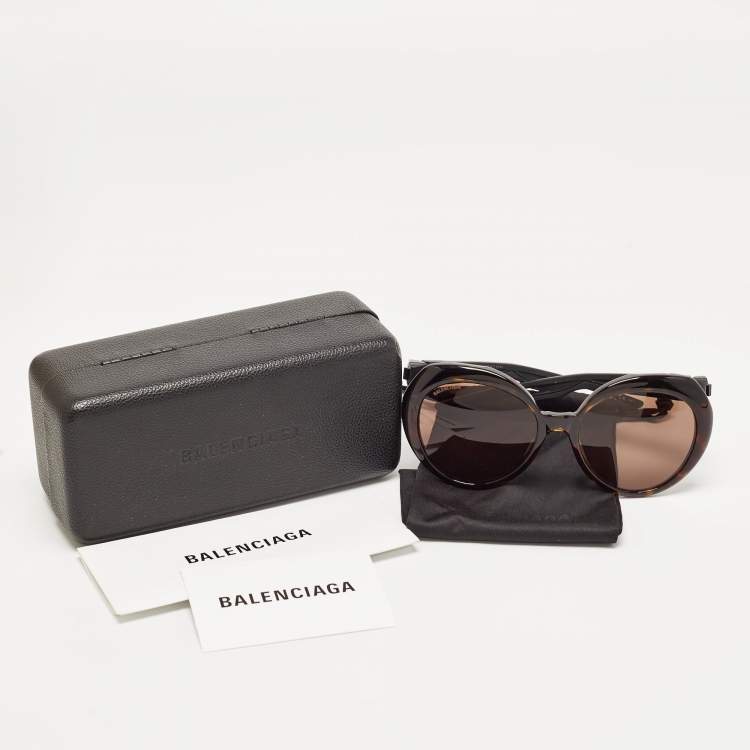 Pre Owned Balenciaga Black/Brown BB0024S Oversized Sunglasses