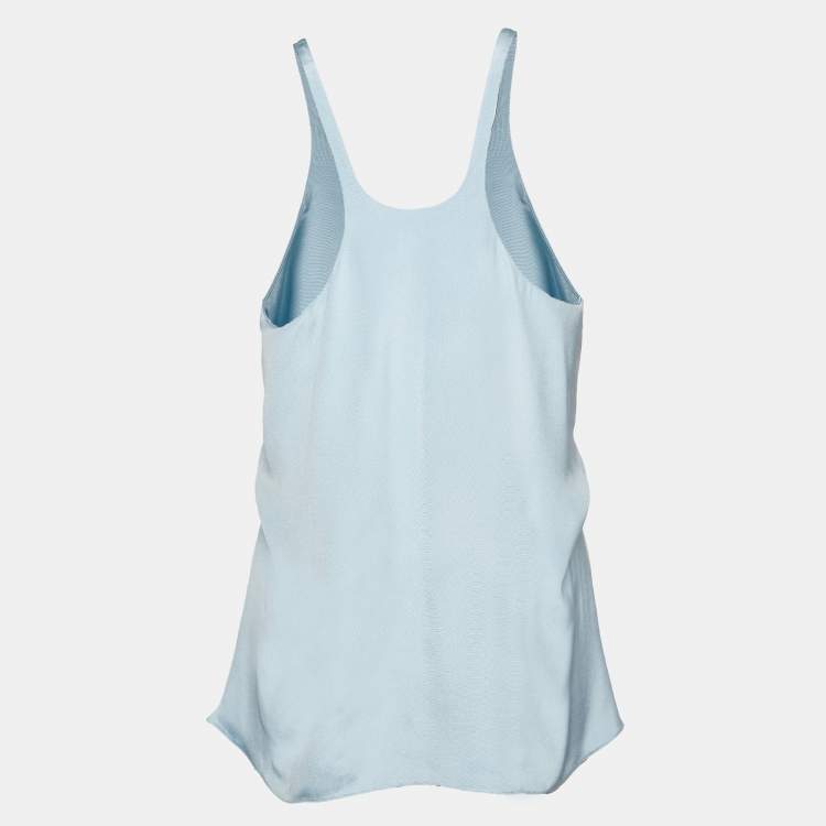Pre Owned Balenciaga Light Blue Silk Cut-Out Sleeveless Top M