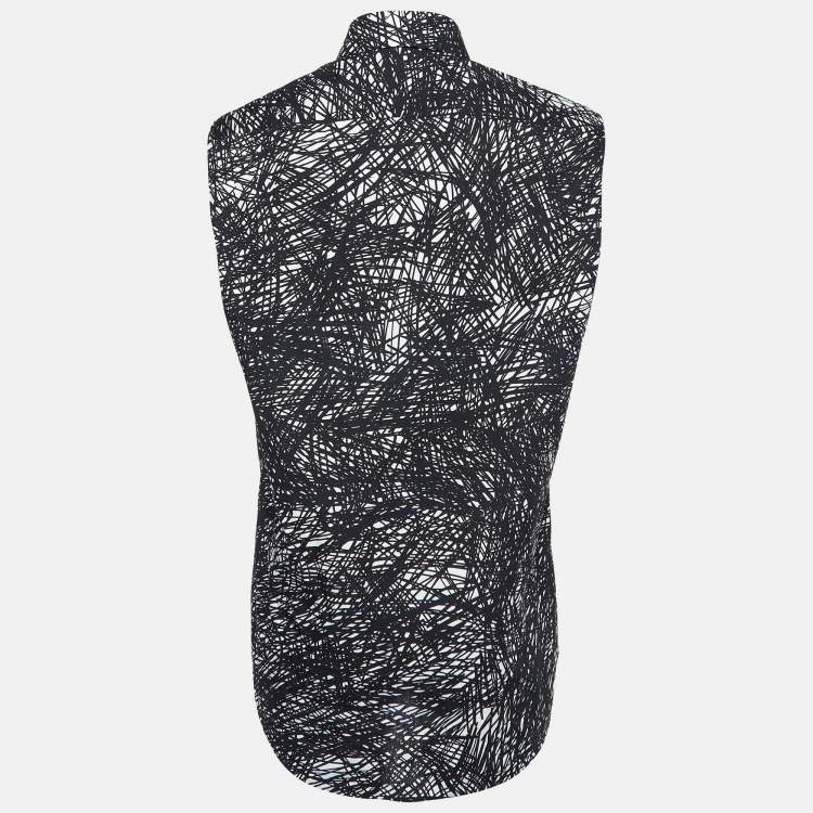 Pre Owned Balenciaga Black Abstract Print Cotton Single Buttoned Shirt M