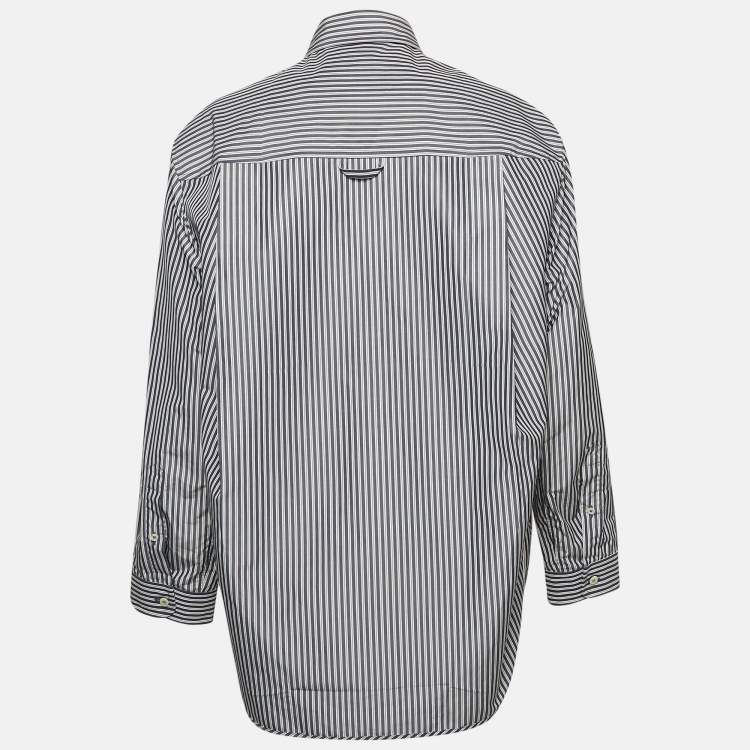 Pre Owned Balenciaga Blue Pinstripe Poplin Oversized Shirt S