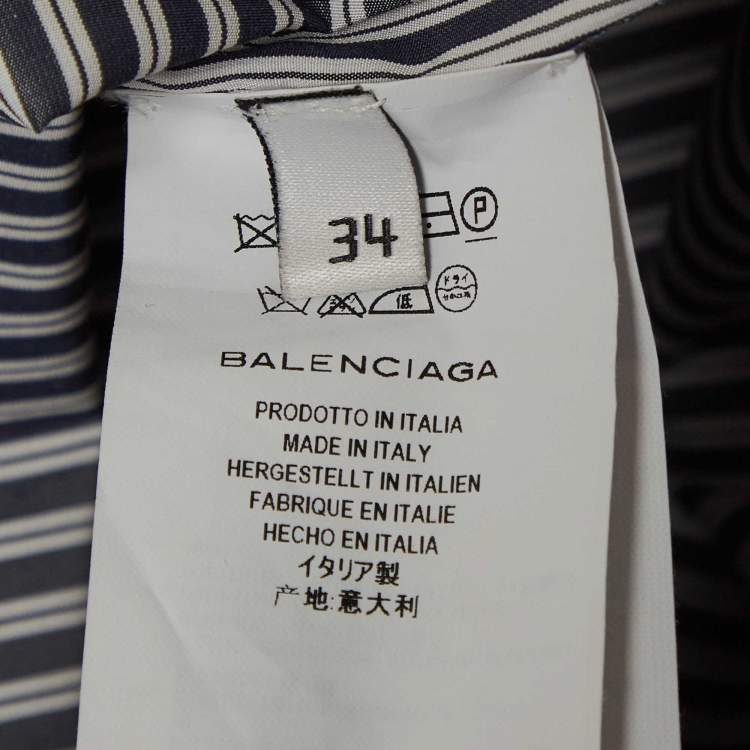 Pre Owned Balenciaga Blue Pinstripe Poplin Oversized Shirt S