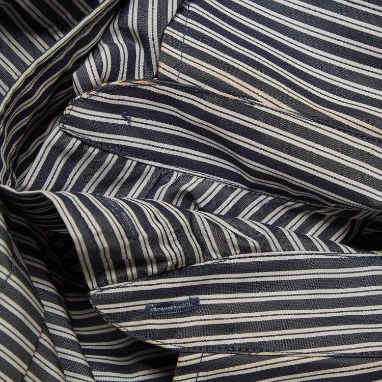 Pre Owned Balenciaga Blue Pinstripe Poplin Oversized Shirt S
