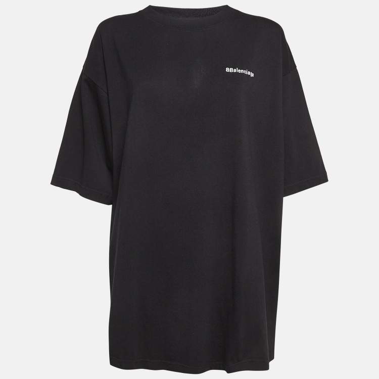 Pre Owned Balenciaga Black Cotton Jersey Oversized T-Shirt L
