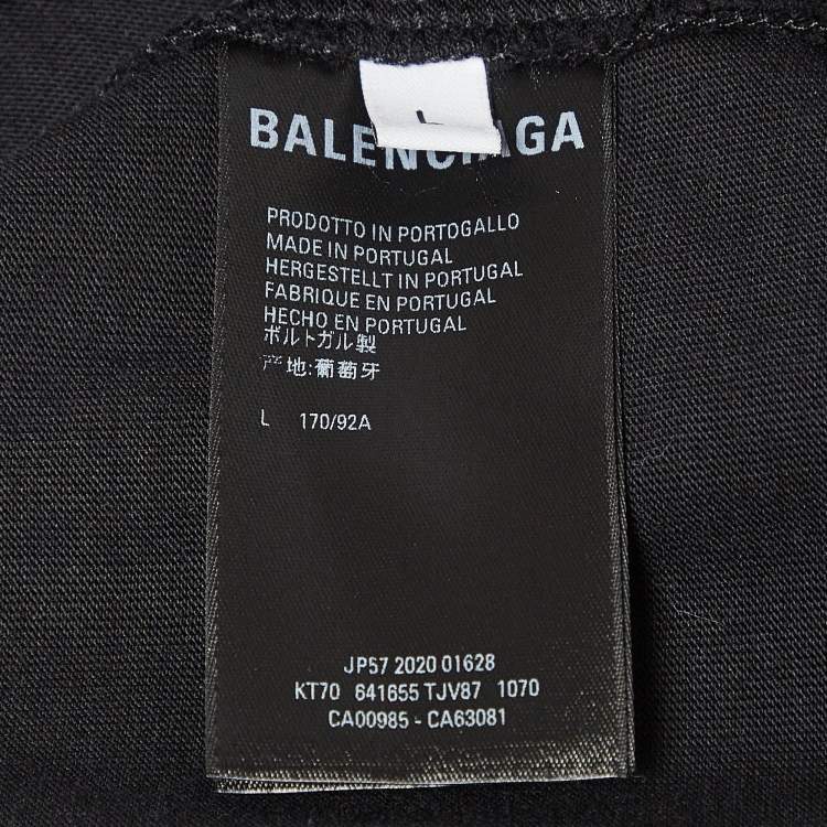 Pre Owned Balenciaga Black Cotton Jersey Oversized T-Shirt L