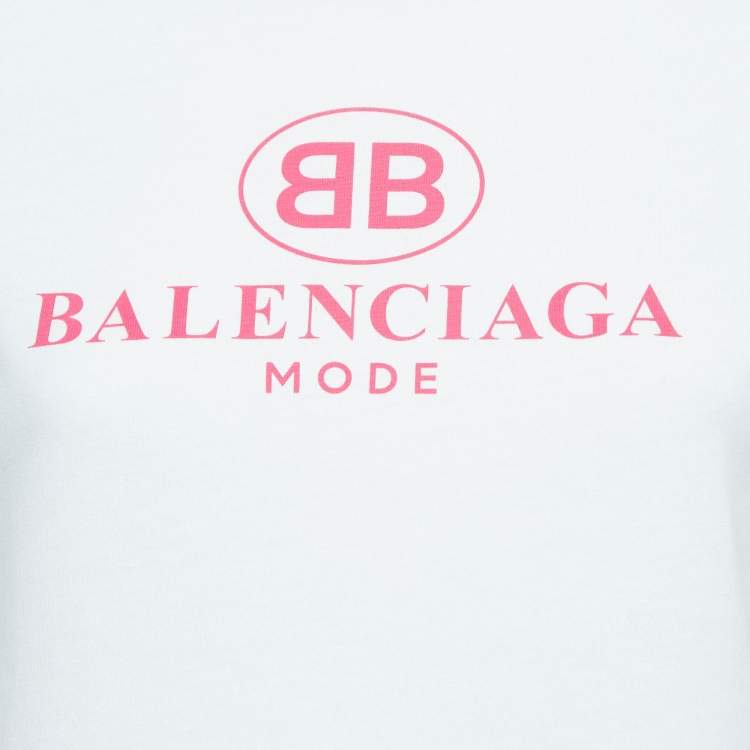 Pre Owned Balenciaga White Logo Print Cotton Jersey T-Shirt S