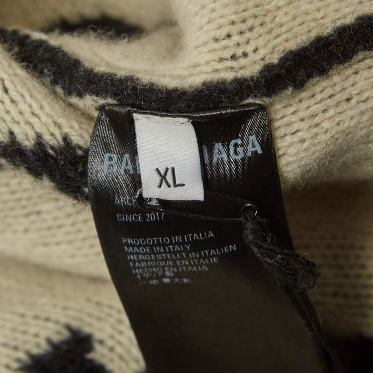 Pre Owned Balenciaga Black Logo Rib Knit Oversized Cardigan XL