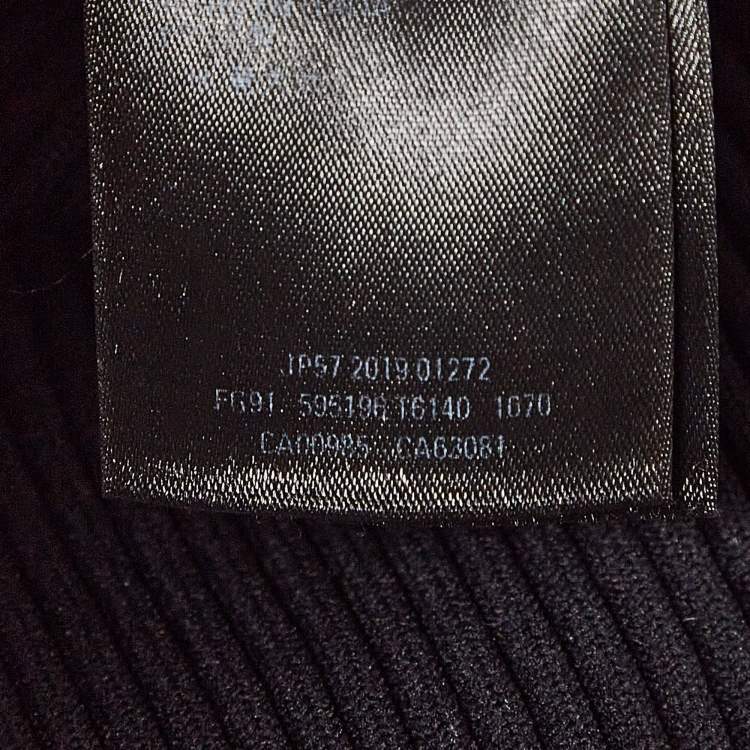 Pre Owned Balenciaga Black Logo Print Rib Knit Bodycon Dress M