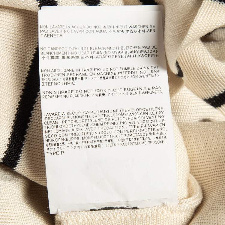 Pre Owned Balenciaga Cream Striped Silk Knit Cardigan M