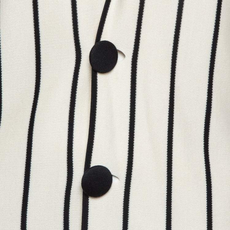 Pre Owned Balenciaga Cream Striped Silk Knit Cardigan M