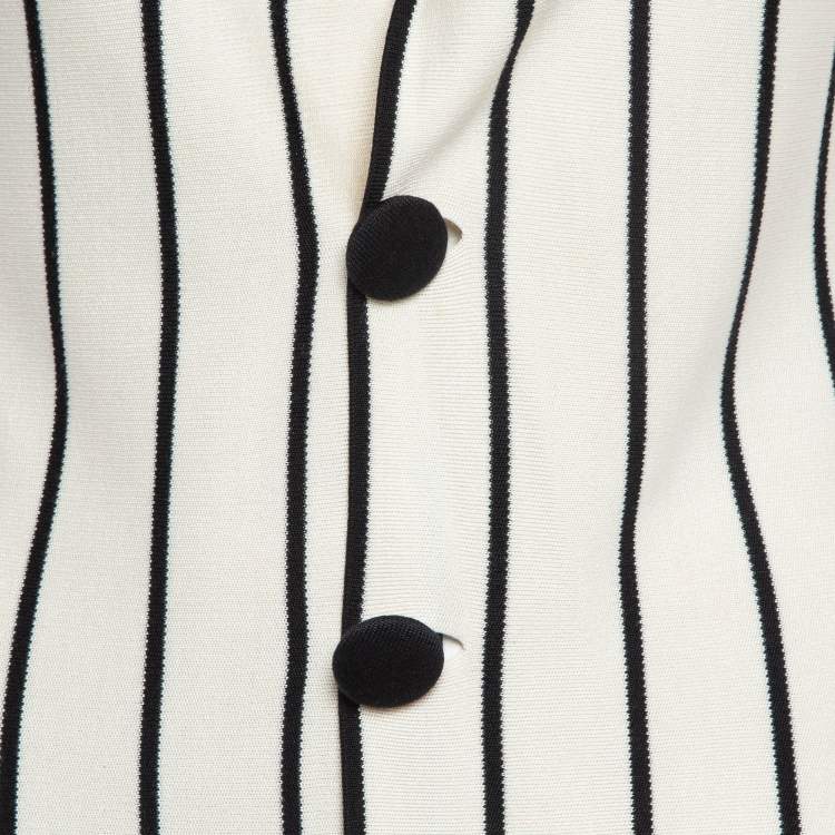 Pre Owned Balenciaga Cream Striped Silk Knit Cardigan M