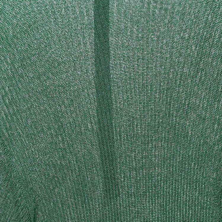 Pre Owned Balenciaga Green Metallic Rib Knit Turtle Neck Maxi Dress S
