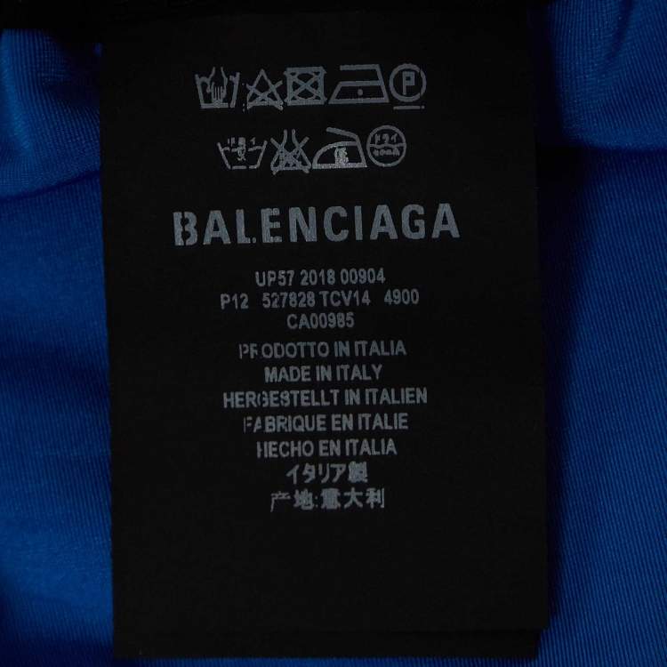 Pre Owned Balenciaga Blue Velour Wide-Leg Pants M