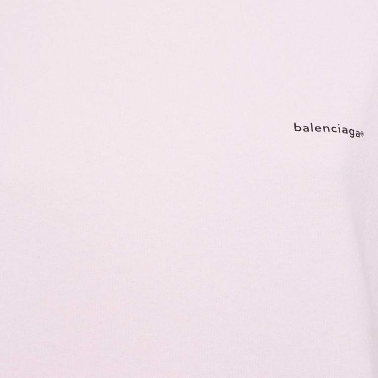 Pre Owned Balenciaga Pink Crest Print Cotton Knit Crew Neck T-Shirt XS