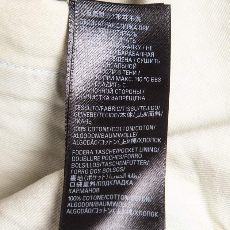 Pre Owned Balenciaga Blue Washed & Distressed Logo Print Denim Unisex Jeans S Waist 34"
