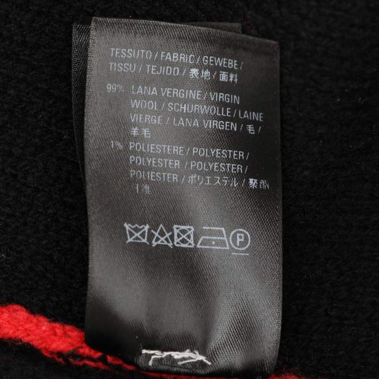 Pre Owned Balenciaga Red All Over Logo Intarsia Wool Knit Oversized Sweater L