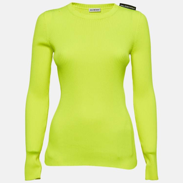 Balenciaga Fluorescent Green Rib Knit Sweater M Balenciaga TLC