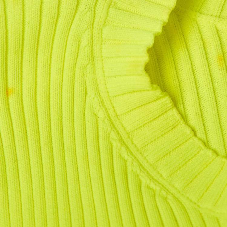 Pre Owned   Balenciaga Fluorescent Green Rib Knit Sweater M