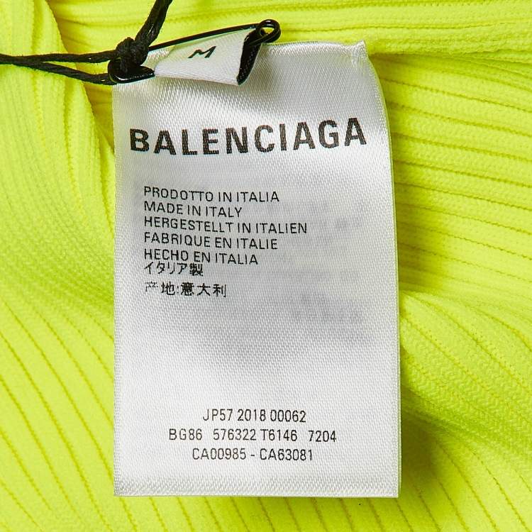 Pre Owned   Balenciaga Fluorescent Green Rib Knit Sweater M