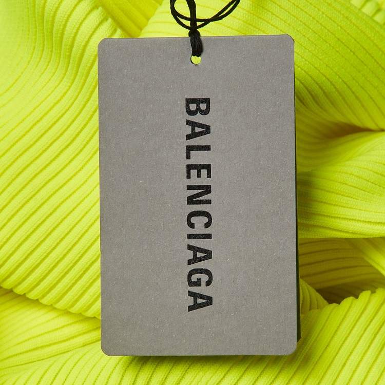 Pre Owned   Balenciaga Fluorescent Green Rib Knit Sweater M