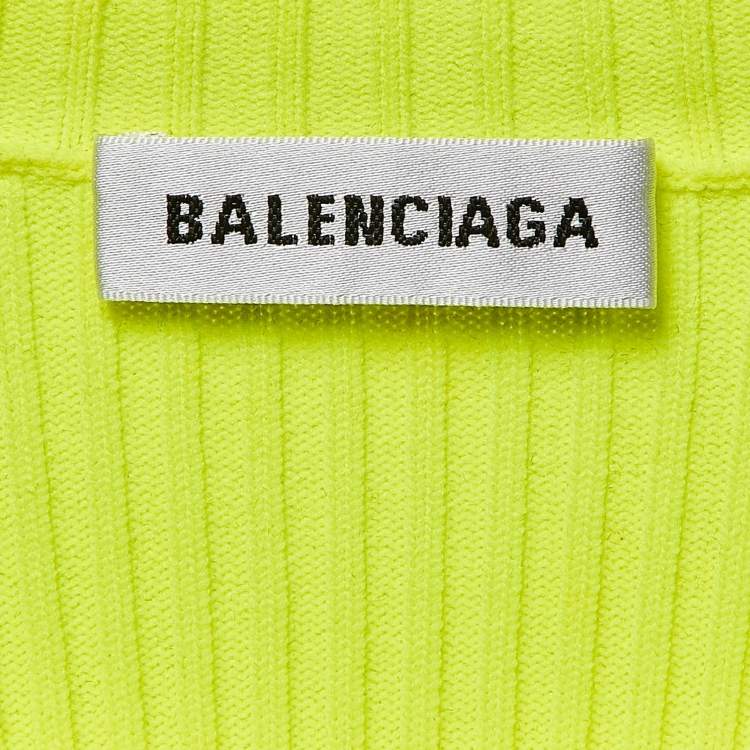 Pre Owned   Balenciaga Fluorescent Green Rib Knit Sweater M