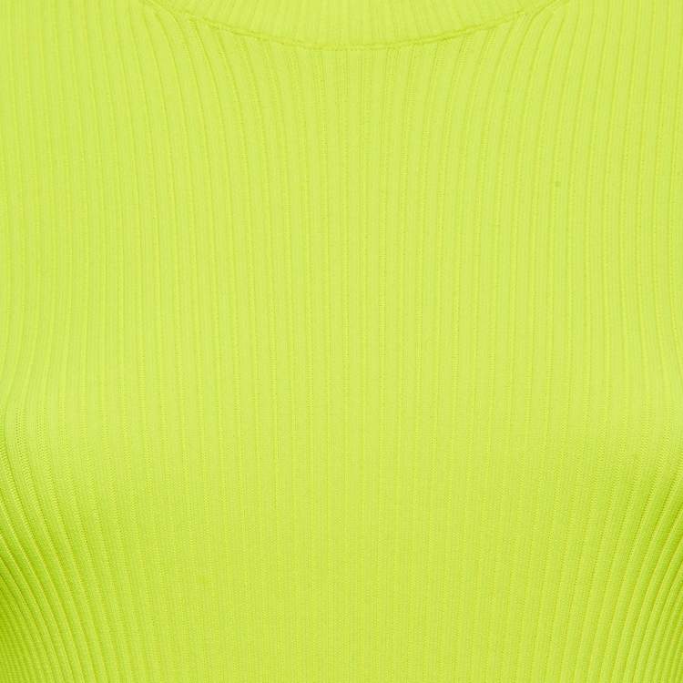 Pre Owned   Balenciaga Fluorescent Green Rib Knit Sweater M