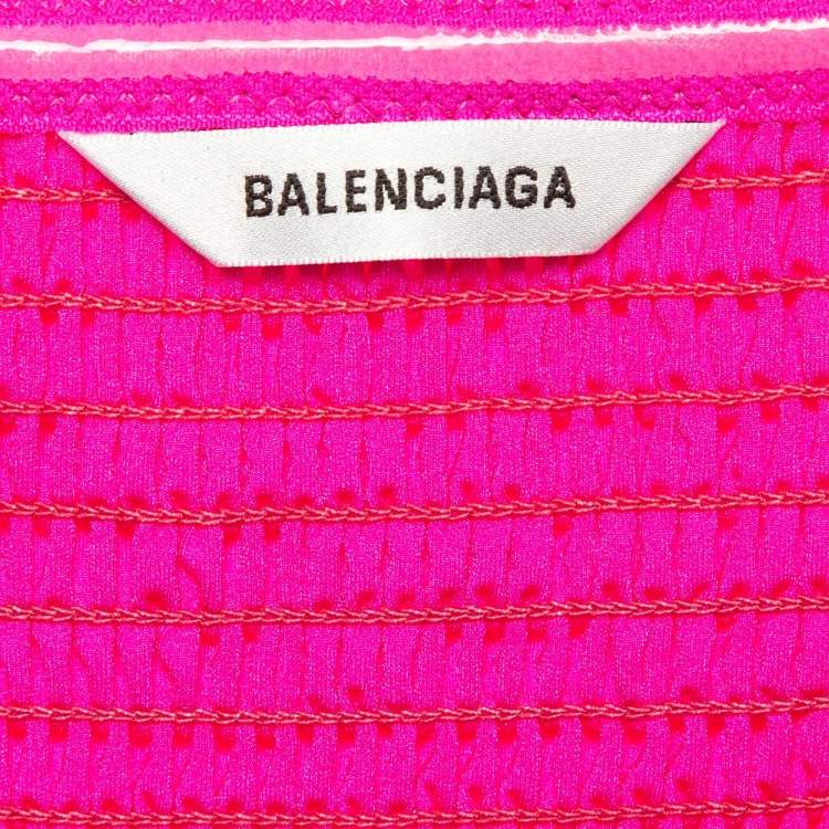 مملوكة مسبقًا Balenciaga Pink Smocked Jersey Off-Shoulder Bodycon Dress M