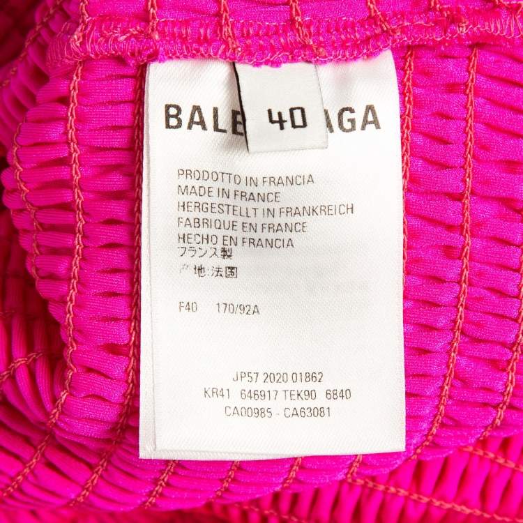 مملوكة مسبقًا Balenciaga Pink Smocked Jersey Off-Shoulder Bodycon Dress M