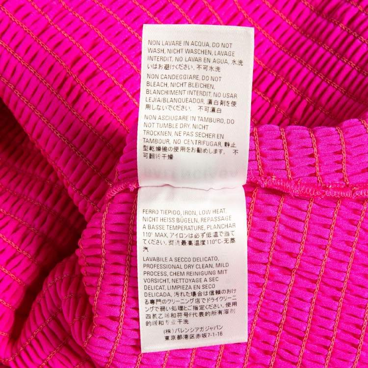 مملوكة مسبقًا Balenciaga Pink Smocked Jersey Off-Shoulder Bodycon Dress M