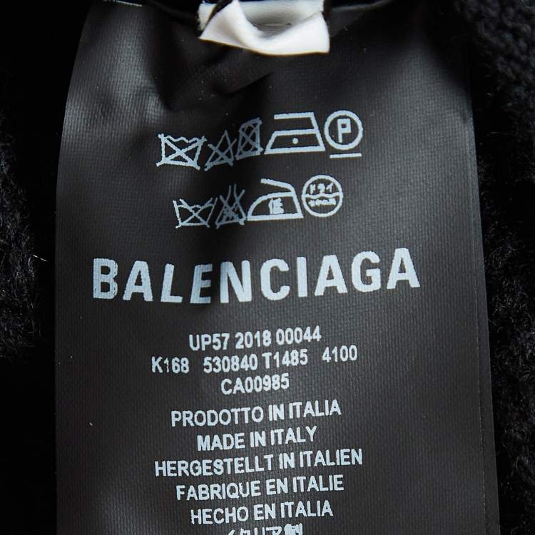 Pre Owned Balenciaga Black Rib Knit Wool Turtle Neck Midi Dress S