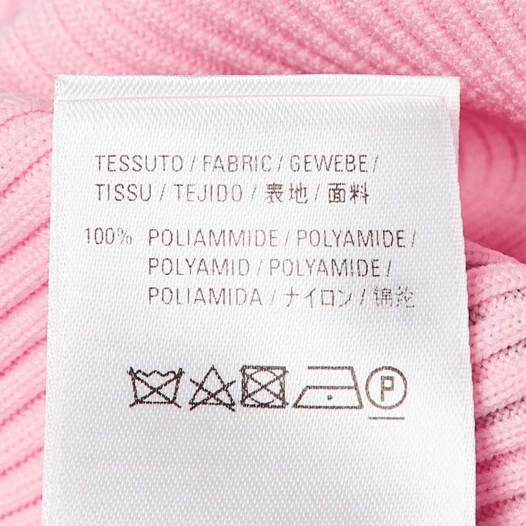 Pre Owned Balenciaga Pink Logo Print Rib Knit Bodycon Dress M