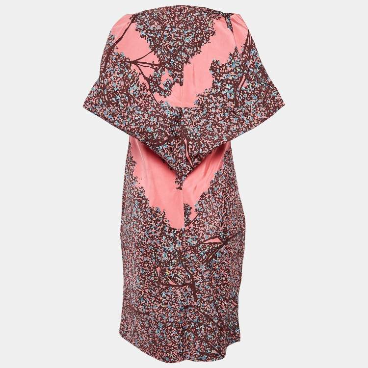 Pre Owned Balenciaga Paris Pink Printed Silk Sleeveless Mini Dress S