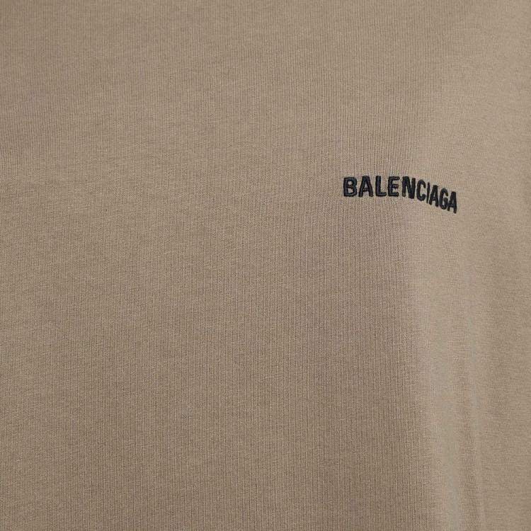 Pre Owned Balenciaga Dark Beige Cotton Knit T-Shirt L