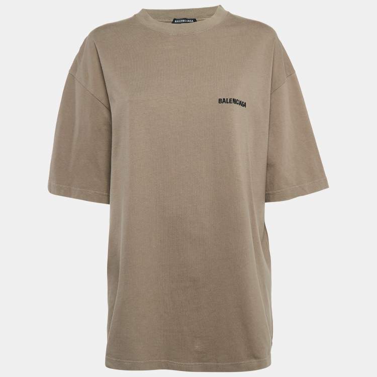Pre Owned Balenciaga Dark Beige Cotton Knit T-Shirt L