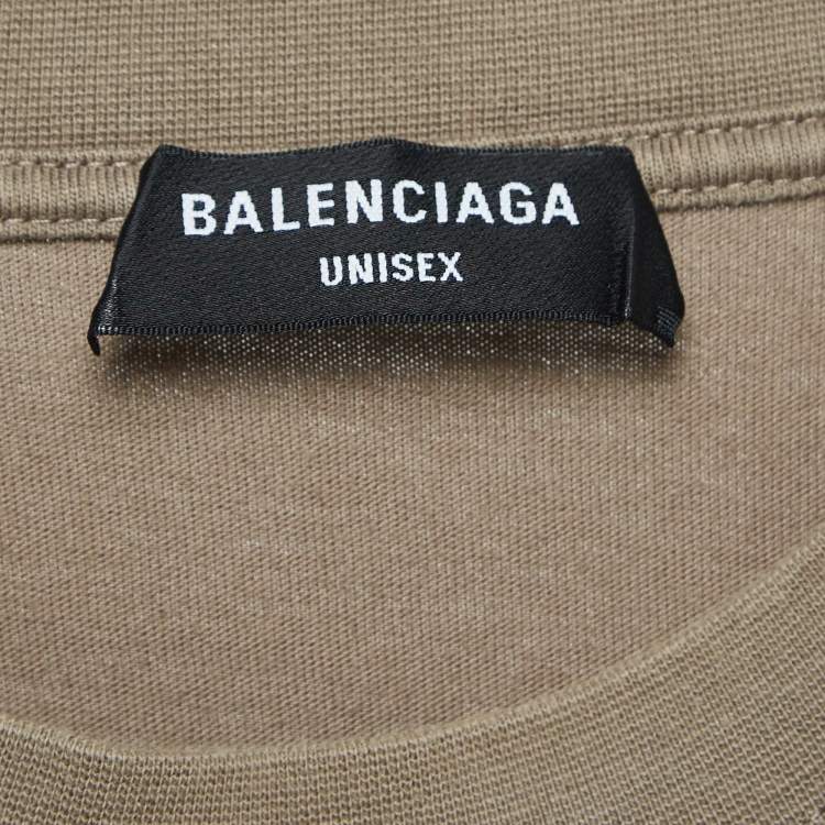 Pre Owned Balenciaga Dark Beige Cotton Knit T-Shirt L