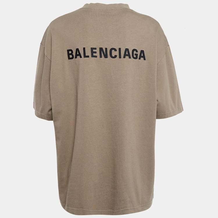 Pre Owned Balenciaga Dark Beige Cotton Knit T-Shirt L