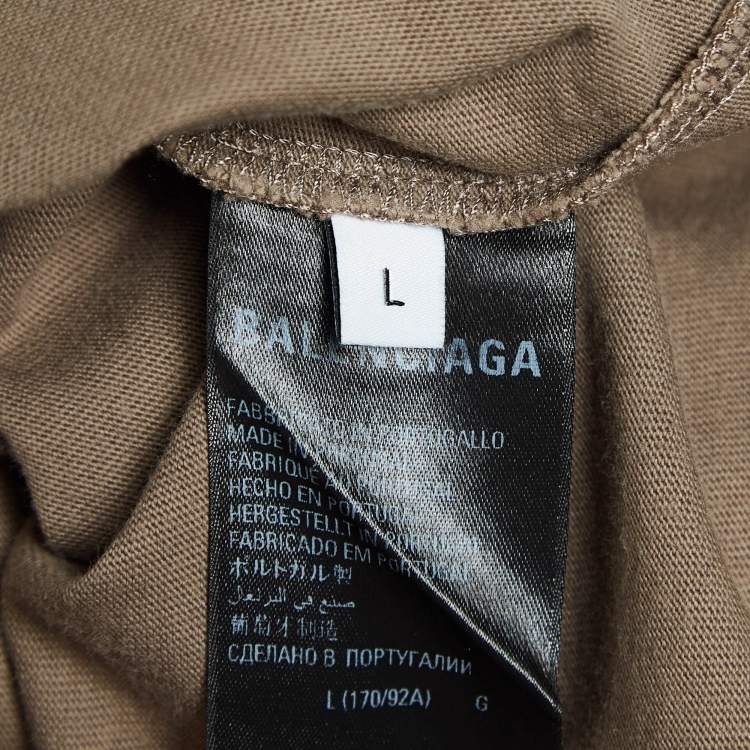 Pre Owned Balenciaga Dark Beige Cotton Knit T-Shirt L