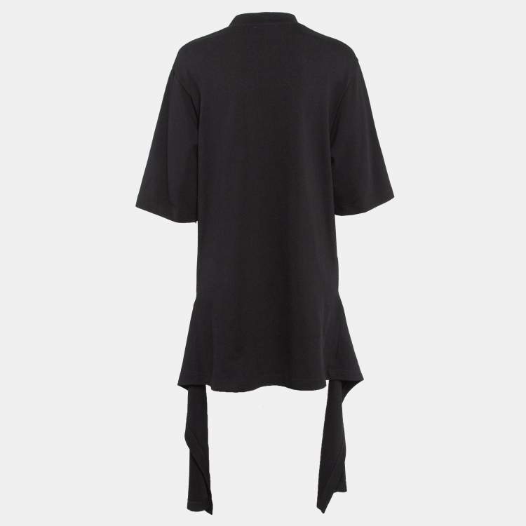 Pre Owned Balenciaga Black Cotton Knit Deconstructed Drape T-Shirt XS
