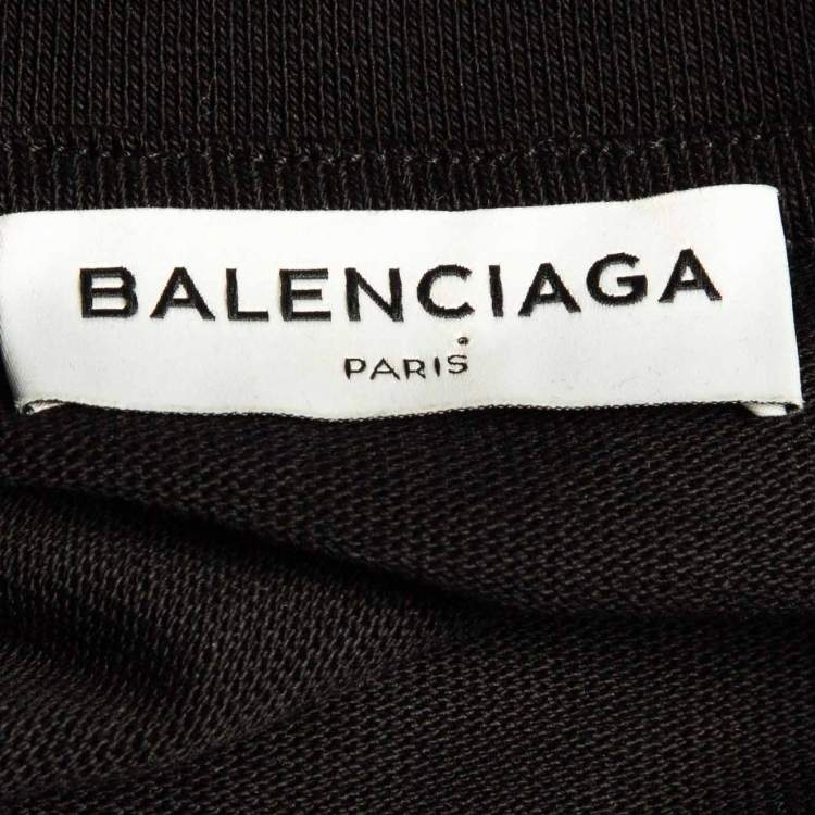 Pre Owned Balenciaga Black Cotton Knit Deconstructed Drape T-Shirt XS