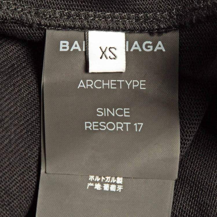 Pre Owned Balenciaga Black Cotton Knit Deconstructed Drape T-Shirt XS