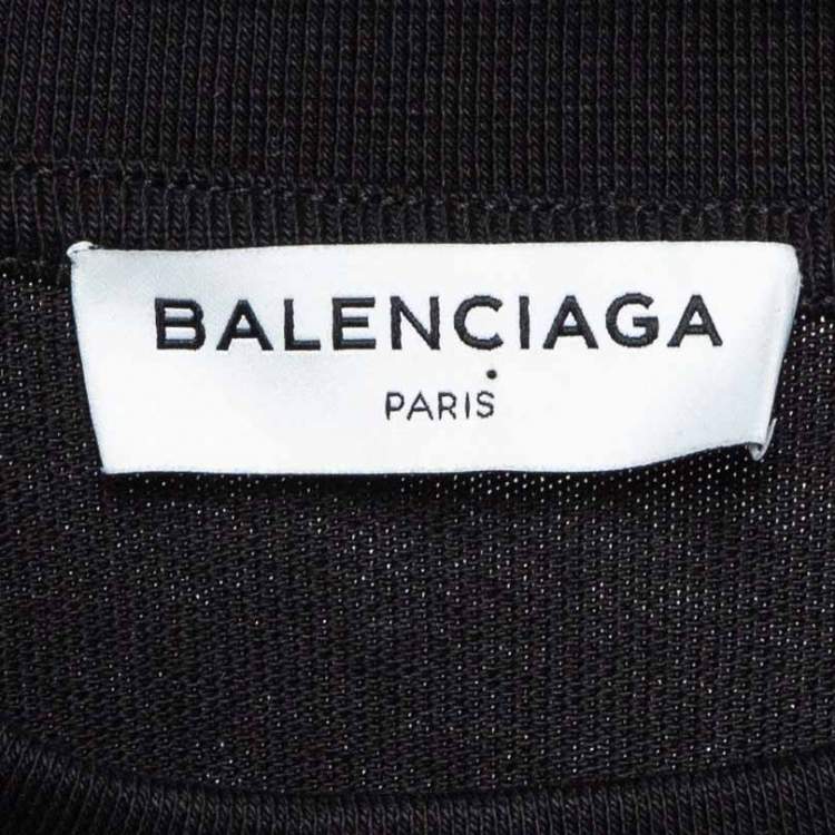 Pre Owned Balenciaga Black Cotton Knit Deconstructed Drape T-Shirt XS