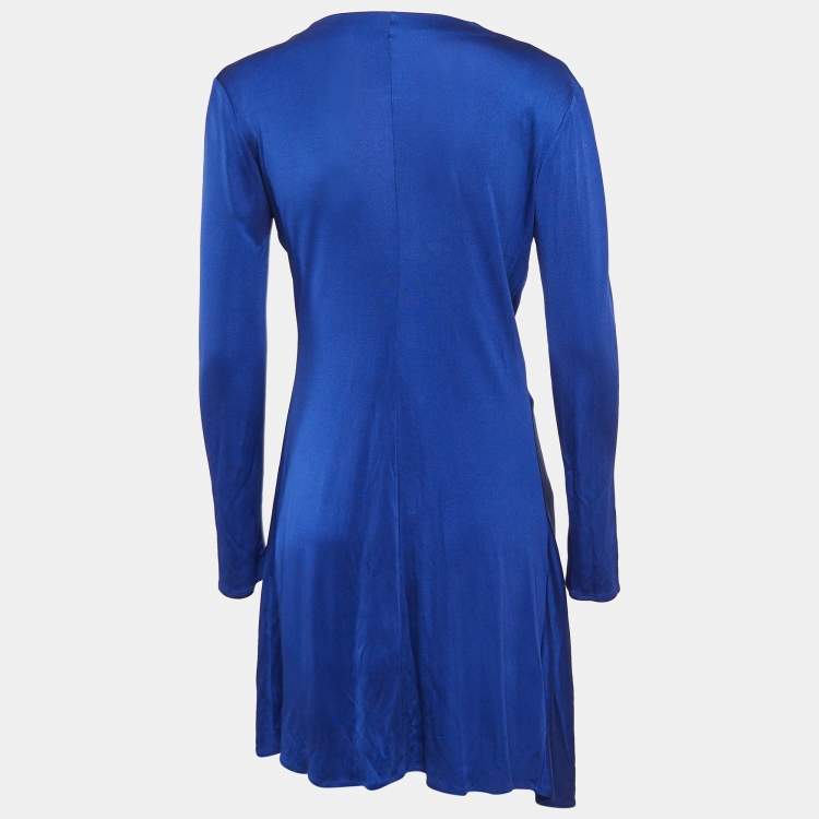 Balenciaga Blue Silk Jersey Buttoned Wrap Dress M Balenciaga TLC