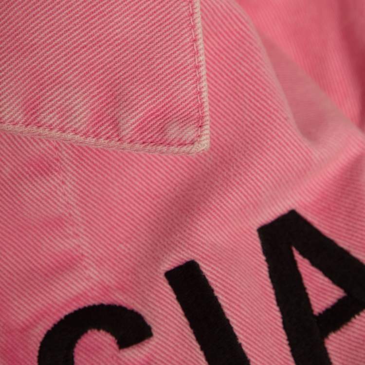 Pre Owned Balenciaga Pink Embroidered Denim Button Front Oversize Jacket S