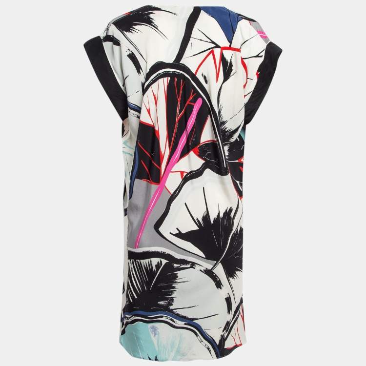 Pre Owned Balenciaga Multicolor Crepe Kimono Mini Dress M