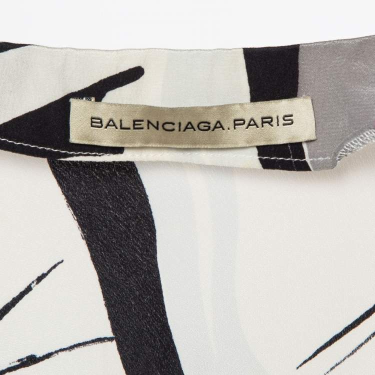 Pre Owned Balenciaga Multicolor Crepe Kimono Mini Dress M