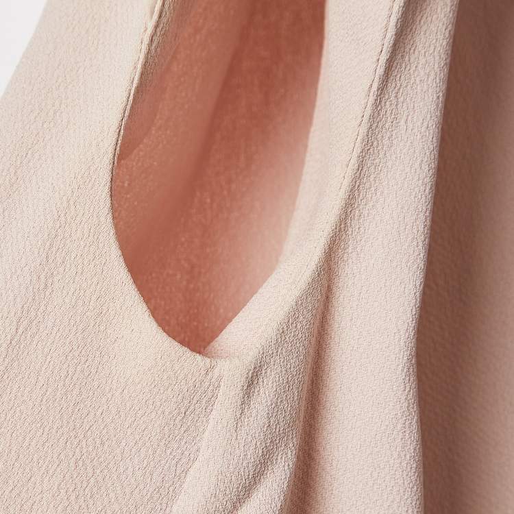 Pre Owned Balenciaga Blush Pink Crepe Ruched Neck Top S